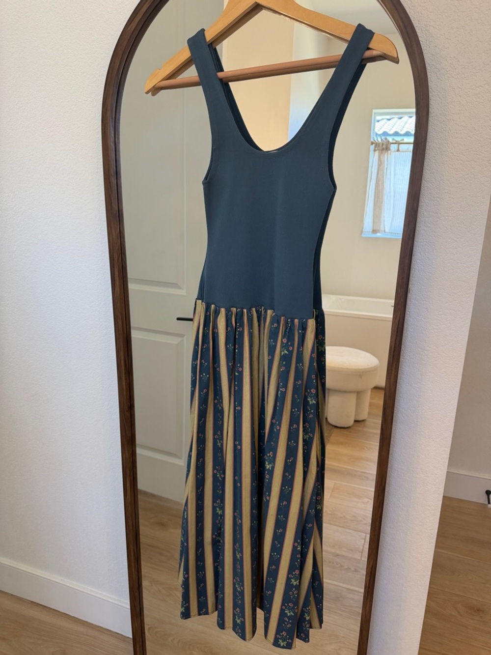 WeWoreWhat Navy Bodice Striped Floral Maxi Dress